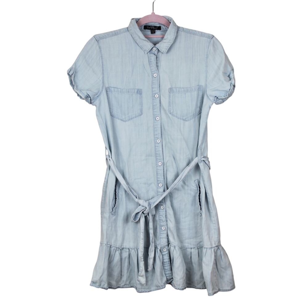 Velvet Heart Light Blue Aprille‎ Glendora Mini Soft Denim Shirt Dress Size XS